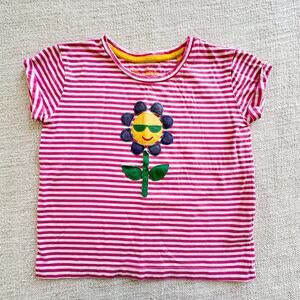 Mini Boden Pink Stripe Flour Applique Tee GUC 4/5